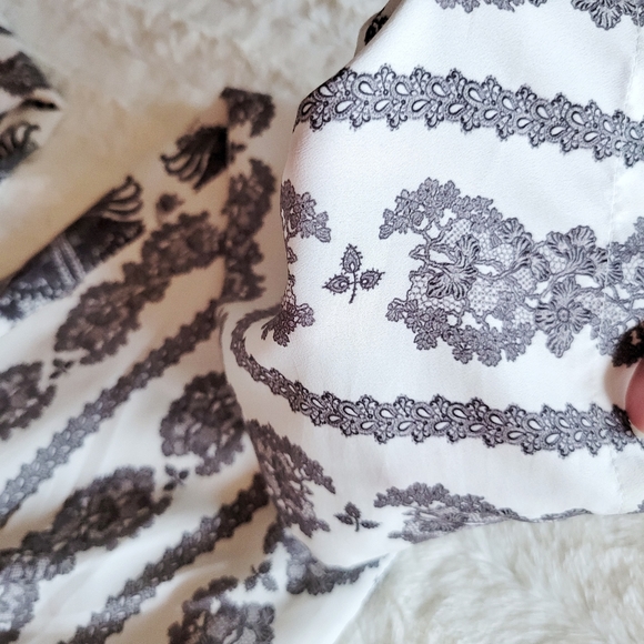 Like New Sachin+Babi Black & White Lace Print Silk Pants Trousers Size US 4 - Picture 3 of 8